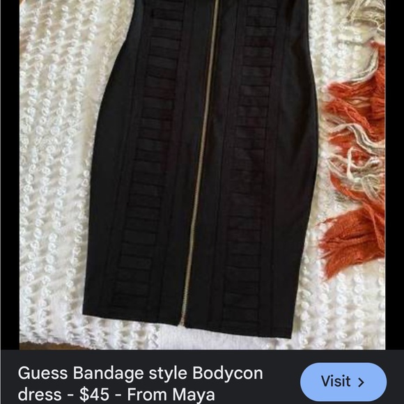 Guess black bandage dress with full frontal zipper. Super sexy & form fitting - Picture 9 of 9
